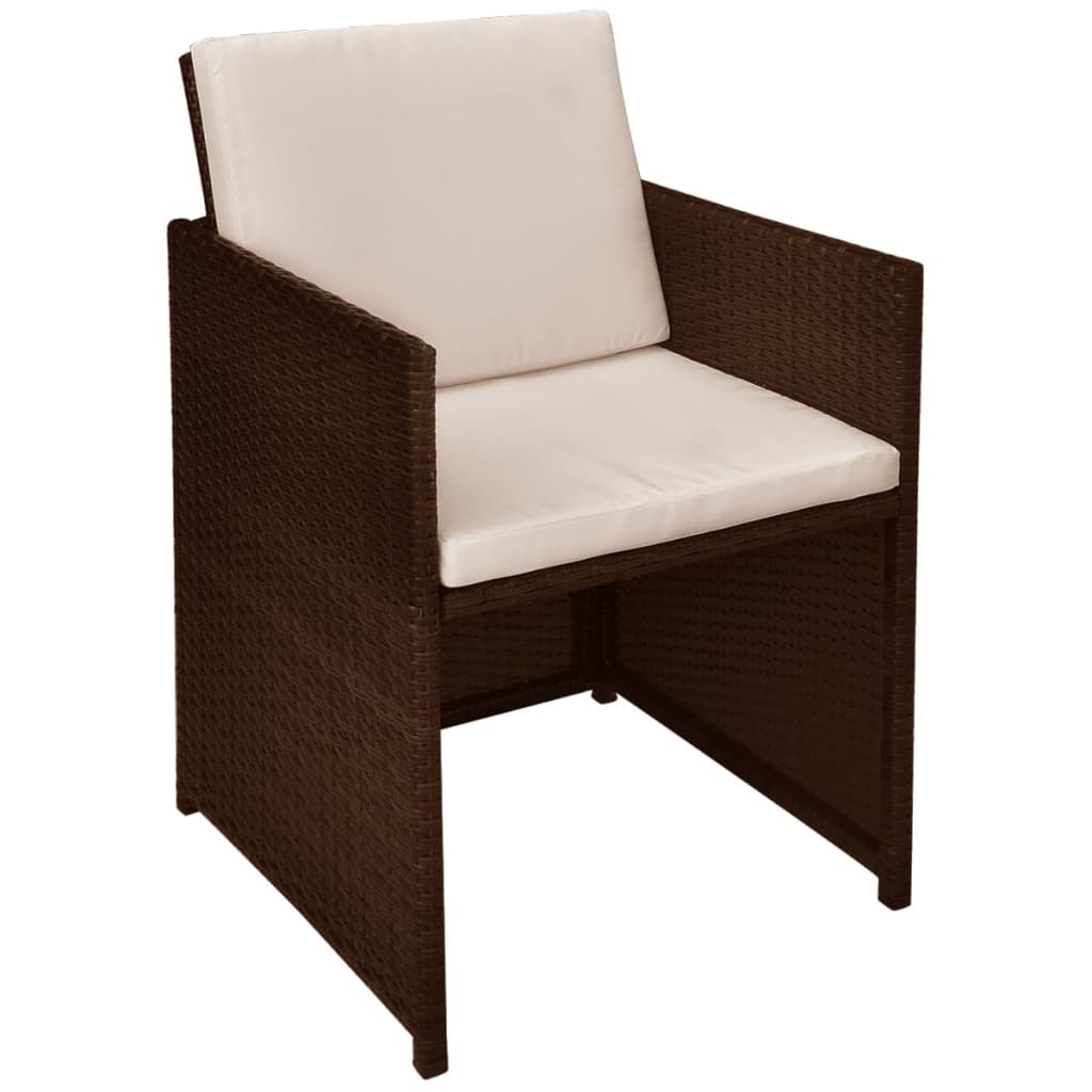 3Dílný Bistro Set S Poduškami Polyratan Hnědý
