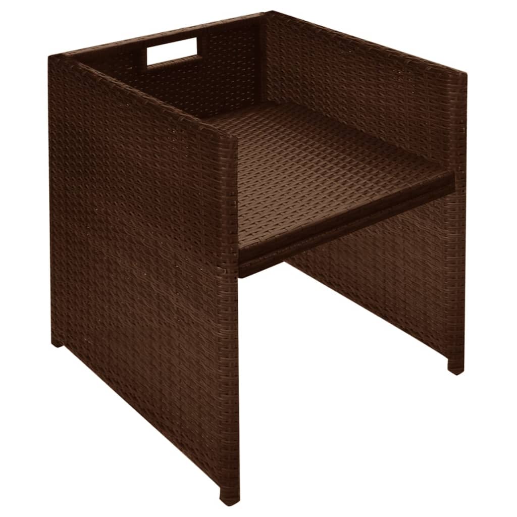 3Dílný Bistro Set S Poduškami Polyratan Hnědý