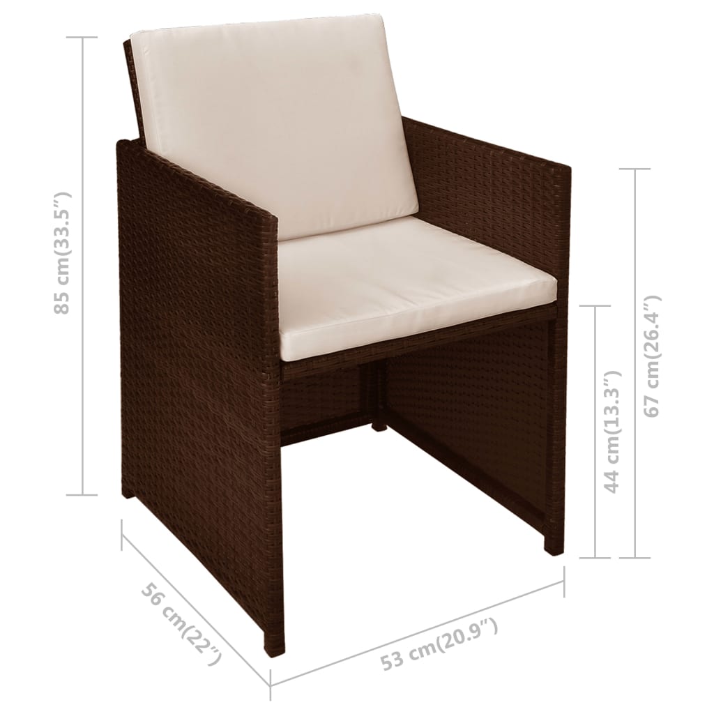 3Dílný Bistro Set S Poduškami Polyratan Hnědý