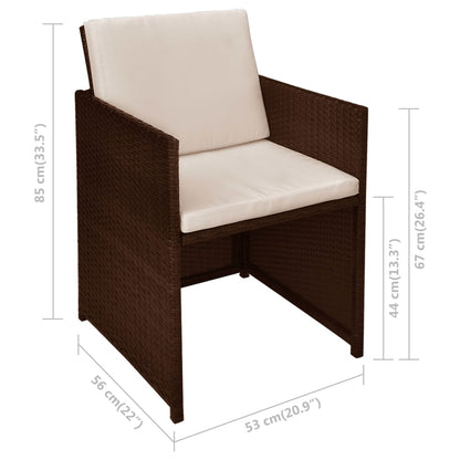 3Dílný Bistro Set S Poduškami Polyratan Hnědý
