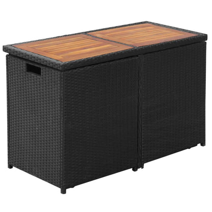 3Dílný Bistro Set S Poduškami Polyratan Černý
