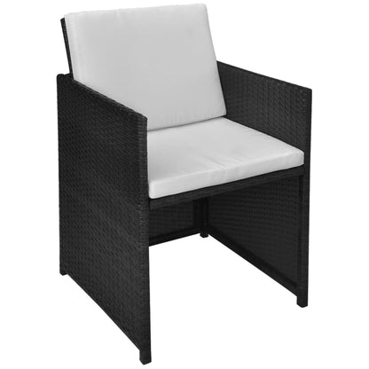 3Dílný Bistro Set S Poduškami Polyratan Černý