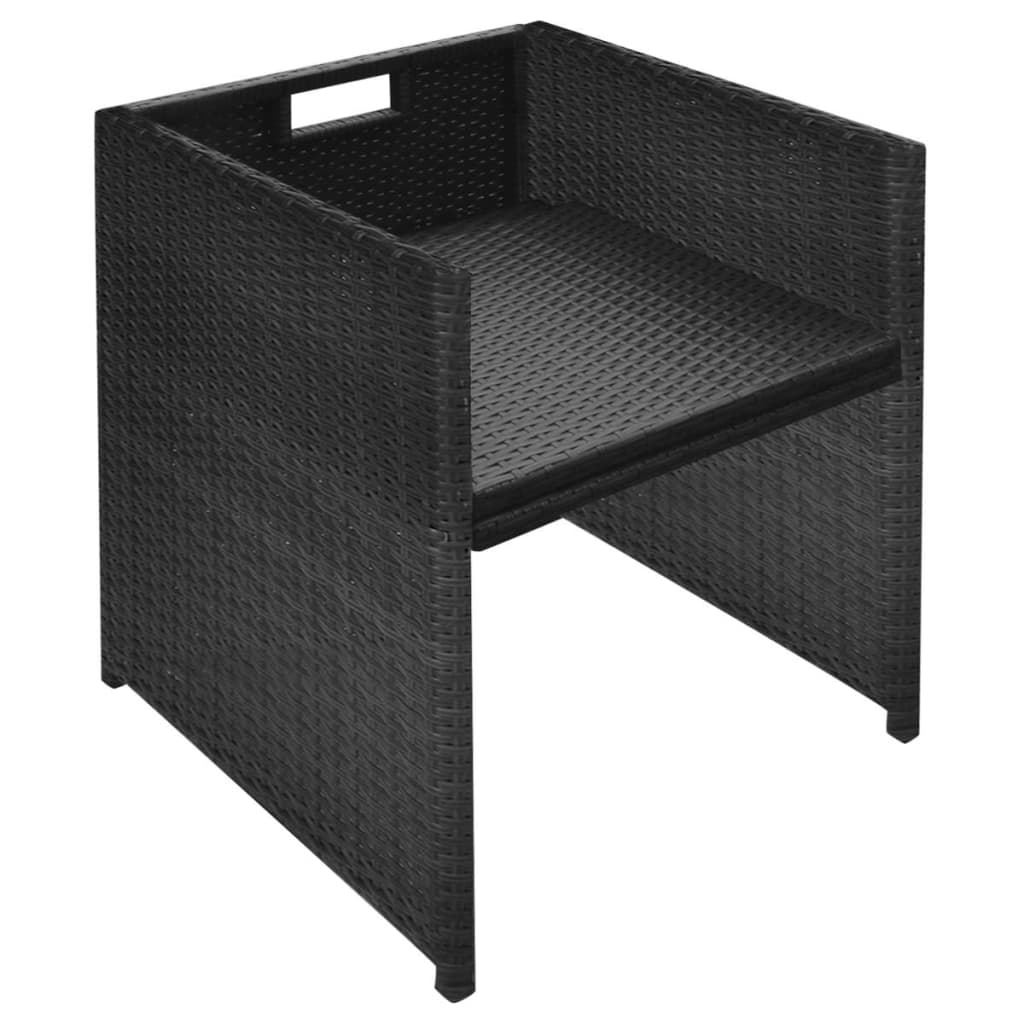 3Dílný Bistro Set S Poduškami Polyratan Černý