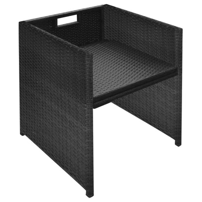 3Dílný Bistro Set S Poduškami Polyratan Černý