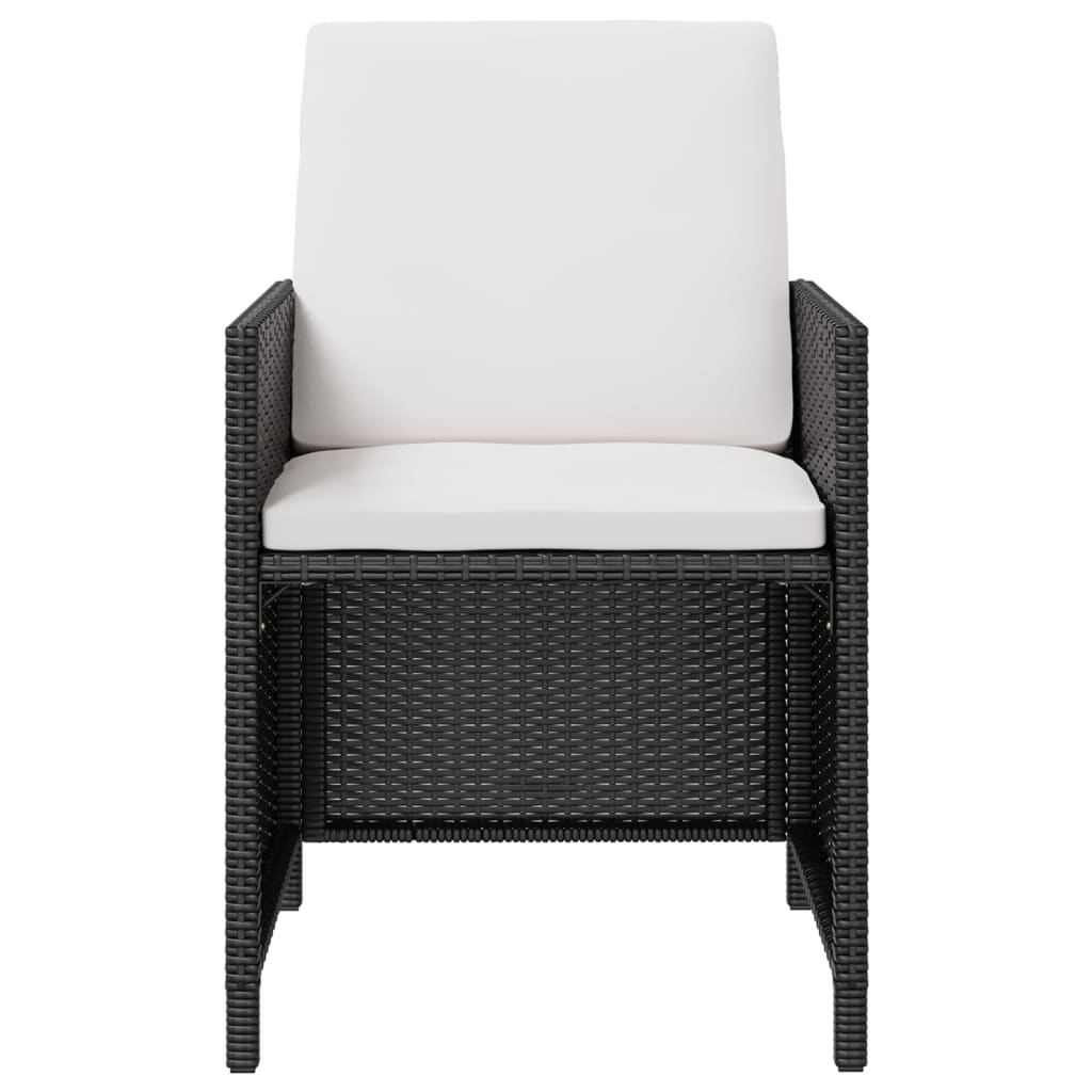 11Dílný Zahradní Jídelní Set S Poduškami Polyratan Černý