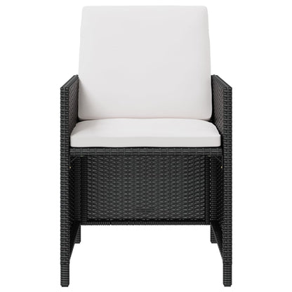 11Dílný Zahradní Jídelní Set S Poduškami Polyratan Černý