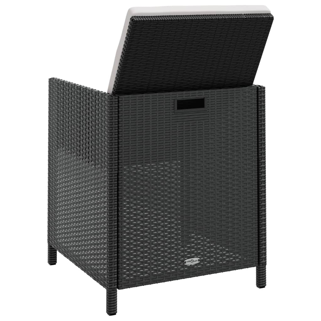 11Dílný Zahradní Jídelní Set S Poduškami Polyratan Černý