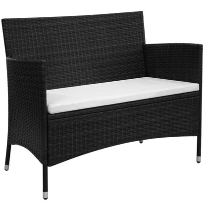 Zahradní Lavice 90 Cm Polyratan Černá