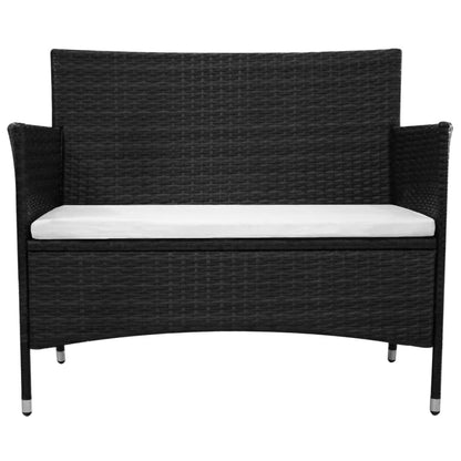 Zahradní Lavice 90 Cm Polyratan Černá