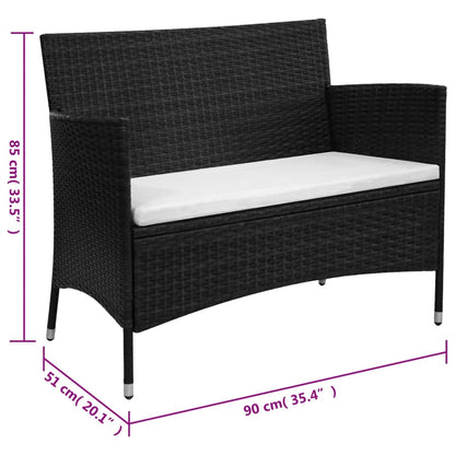 Zahradní Lavice 90 Cm Polyratan Černá