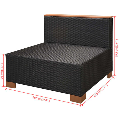 10Dílná Zahradní Sedací Souprava S Poduškami Polyratan Černá