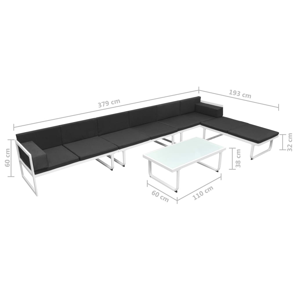 5Dílná Zahradní Sedací Souprava Textilen Hliník Černá