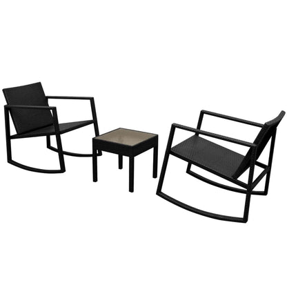 3Dílný Bistro Set Polyratan Černý