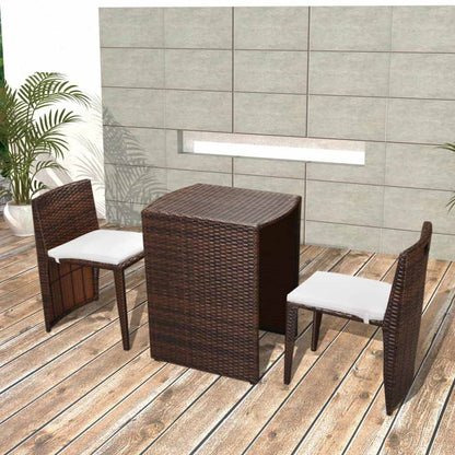 3Dílný Bistro Set S Poduškami Polyratan Černý