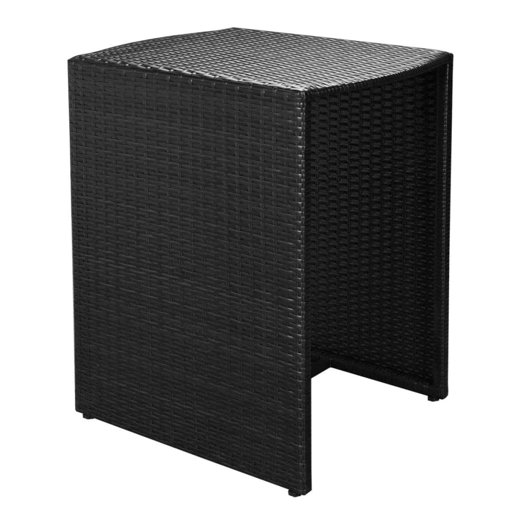 3Dílný Bistro Set S Poduškami Polyratan Černý