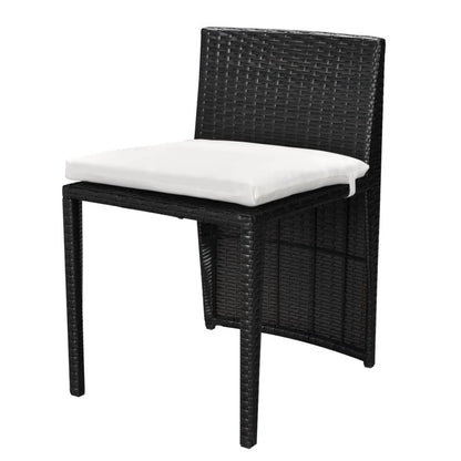 3Dílný Bistro Set S Poduškami Polyratan Černý