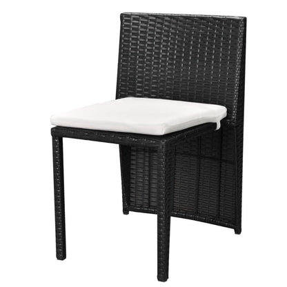 3Dílný Bistro Set S Poduškami Polyratan Černý