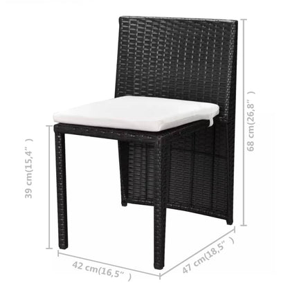 3Dílný Bistro Set S Poduškami Polyratan Černý