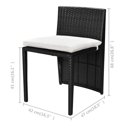 3Dílný Bistro Set S Poduškami Polyratan Černý