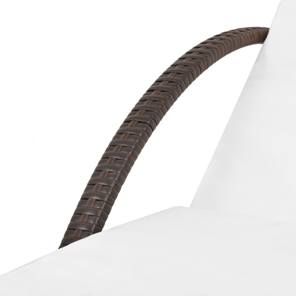 Zahradní Lehátko S Poduškou A Stolkem Polyratan Hnědé