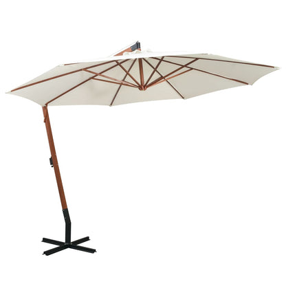 Závěsný Slunečník 300 X 300 Cm Dřevěná Tyč Bílý