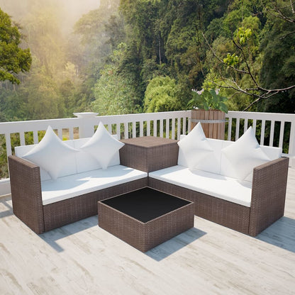 4Dílná Zahradní Sedací Souprava S Poduškami Polyratan