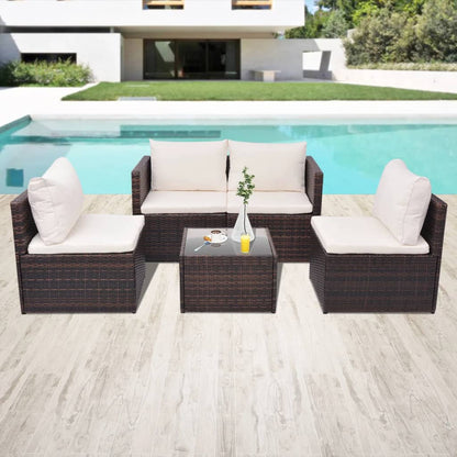 5Dílná Zahradní Sedací Souprava S Poduškami Polyratan Černá
