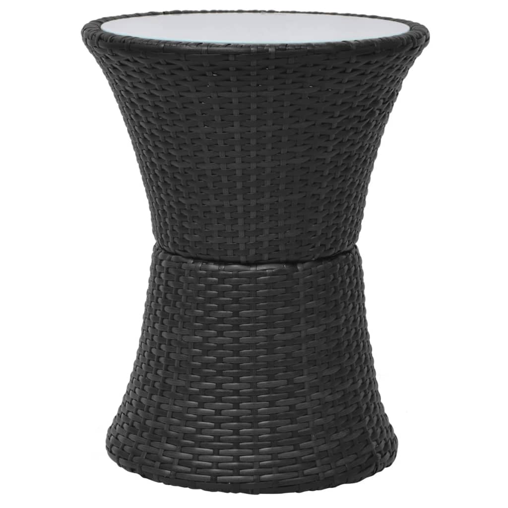 3Dílný Bistro Set S Poduškami Polyratan Černý