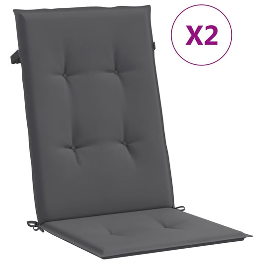 Podušky Na Židli Vysoké Opěradlo 2 Ks Antracitové 120X50X2 Cm