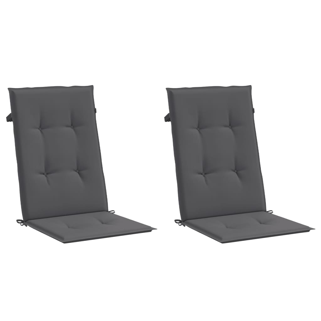 Podušky Na Židli Vysoké Opěradlo 2 Ks Antracitové 120X50X2 Cm