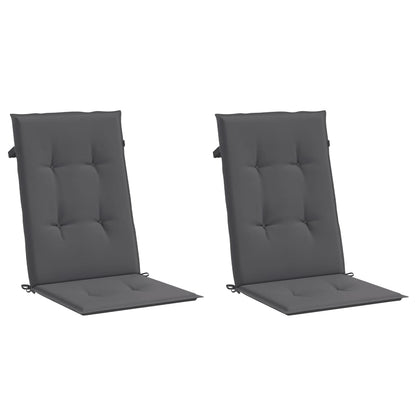 Podušky Na Židli Vysoké Opěradlo 2 Ks Antracitové 120X50X2 Cm