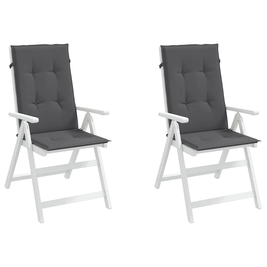 Podušky Na Židli Vysoké Opěradlo 2 Ks Antracitové 120X50X2 Cm