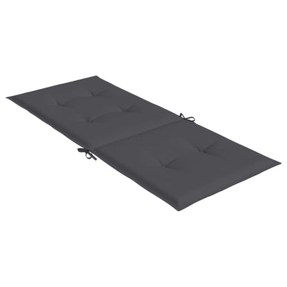 Podušky Na Židli Vysoké Opěradlo 2 Ks Antracitové 120X50X2 Cm