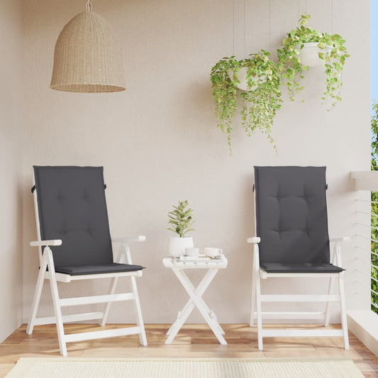 Podušky Na Židli Vysoké Opěradlo 2 Ks Antracitové 120X50X2 Cm