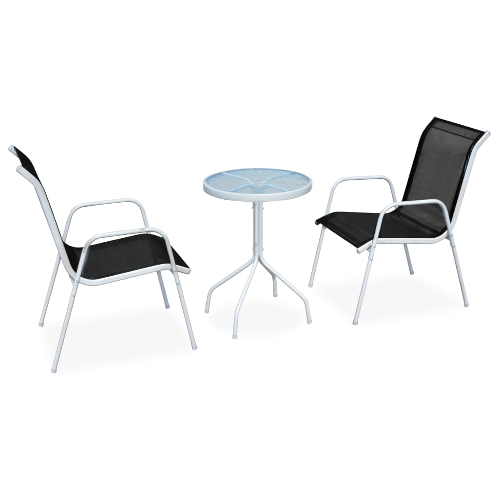 3Dílný Bistro Set Ocelový Černý