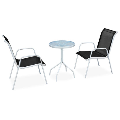 3Dílný Bistro Set Ocelový Černý