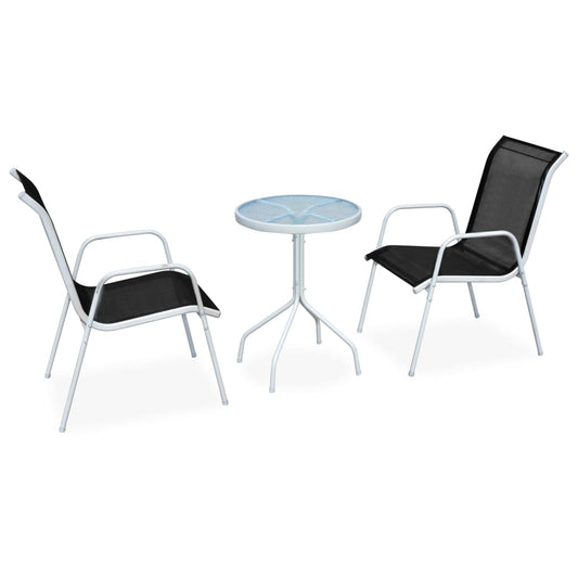 3Dílný Bistro Set Ocelový Černý