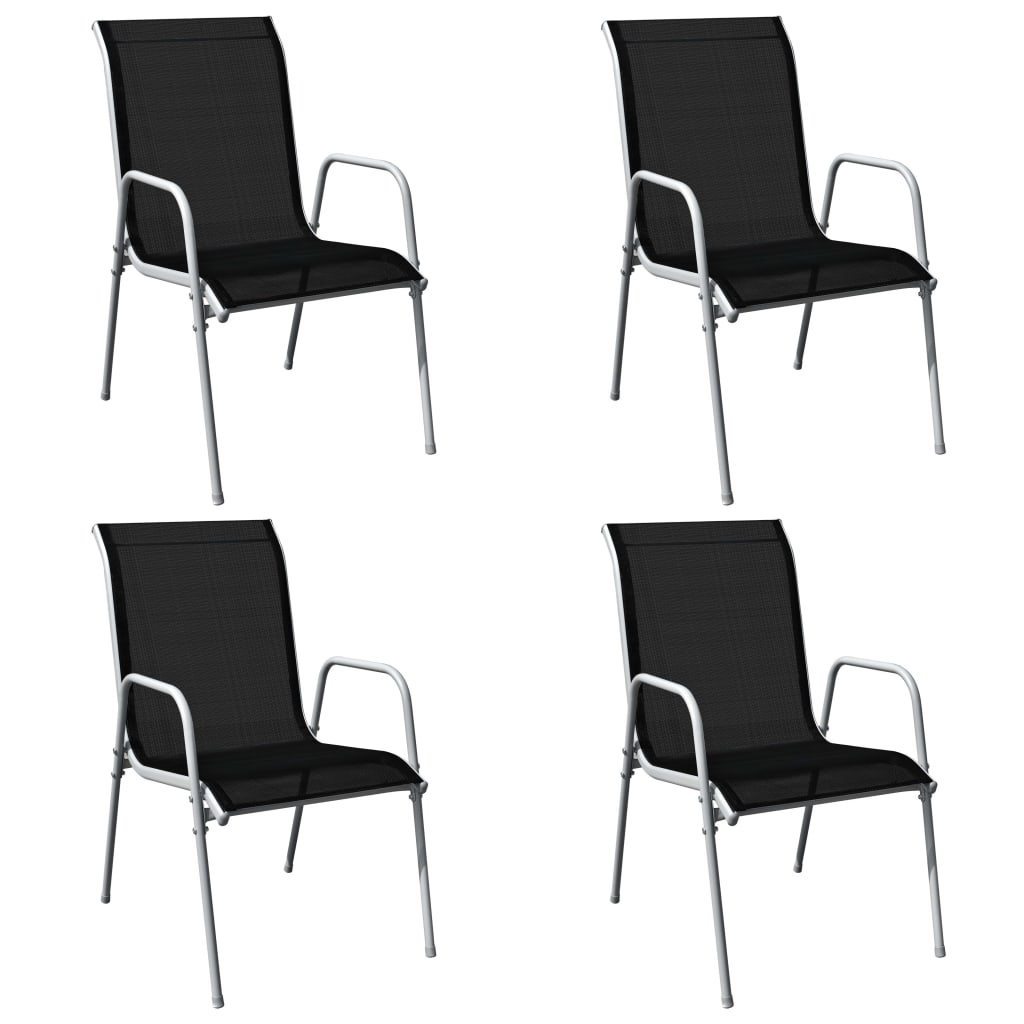 5Dílný Zahradní Jídelní Set Ocelový Černý