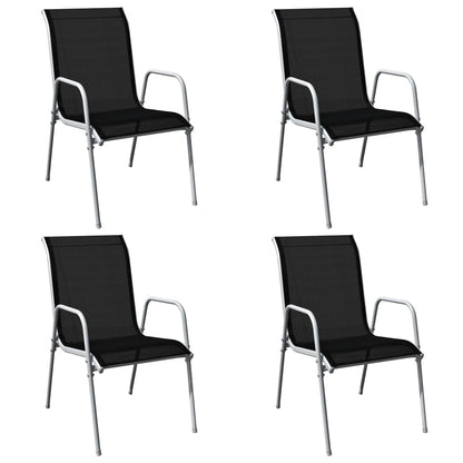 5Dílný Zahradní Jídelní Set Ocelový Černý