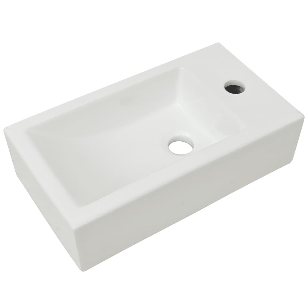 Umyvadlo Otvor Na Baterii Obdélníkové Keramické Bílé 46X25,5X12Cm