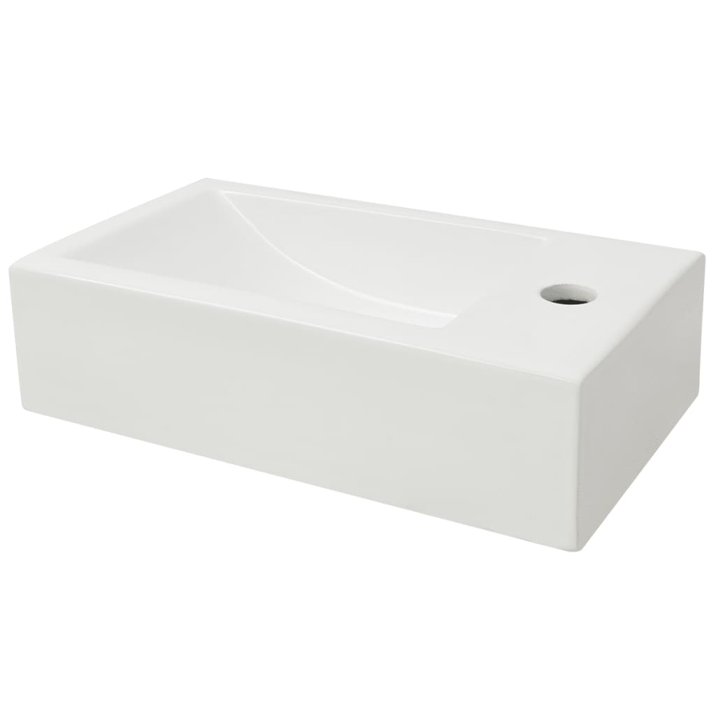 Umyvadlo Otvor Na Baterii Obdélníkové Keramické Bílé 46X25,5X12Cm
