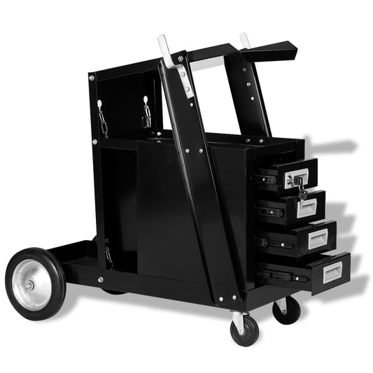 Svářečský vozík se 4 zásuvkami, černá