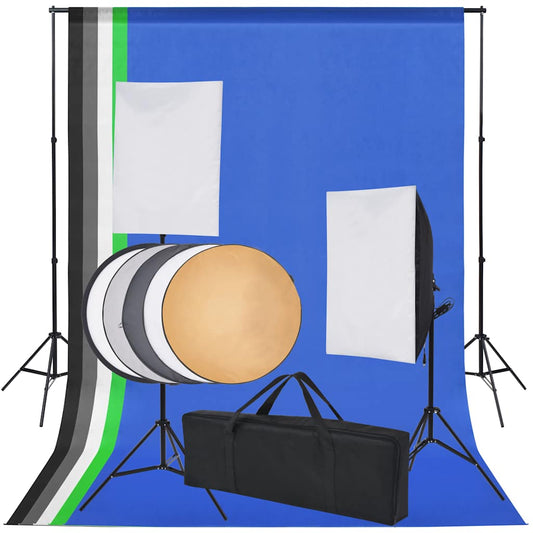 Profesionální Foto Studio Set: 5 Barevných Pozadí A 2 Softboxy