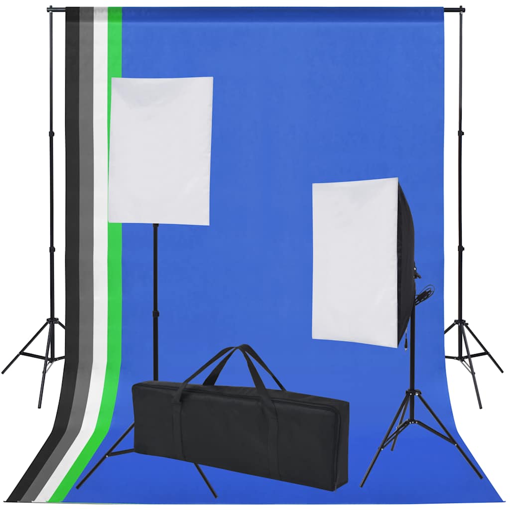 Profesionální Foto Studio Set: 5 Barevných Pozadí A 2 Softboxy