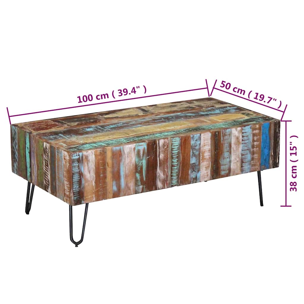Konferenční Stolek Masivní Recyklované Dřevo 100 X 50 X 38 Cm