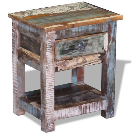 Odkládací Stolek Zásuvka Masivní Recyklované Dřevo 43X33X51 Cm
