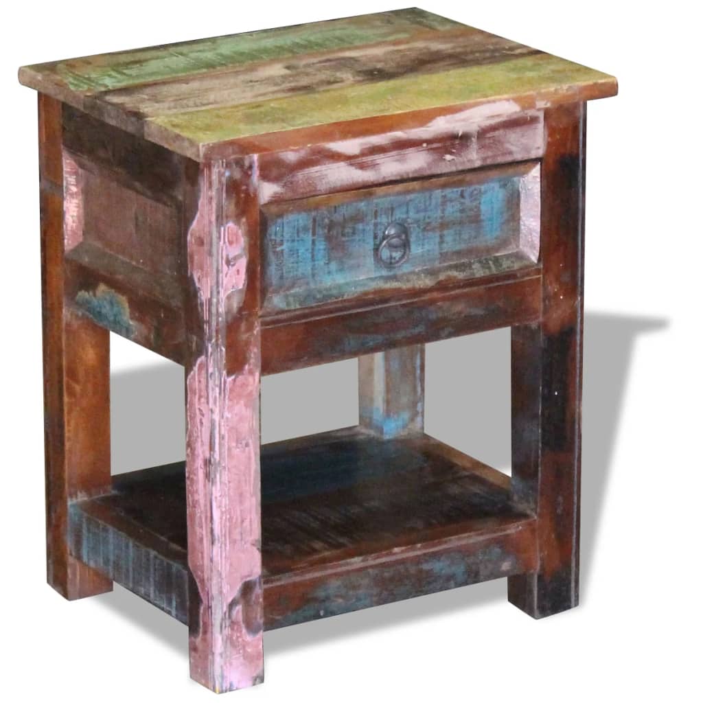 Odkládací Stolek Zásuvka Masivní Recyklované Dřevo 43X33X51 Cm