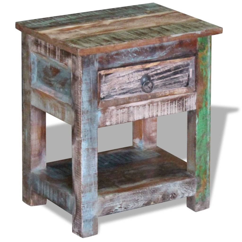 Odkládací Stolek Zásuvka Masivní Recyklované Dřevo 43X33X51 Cm