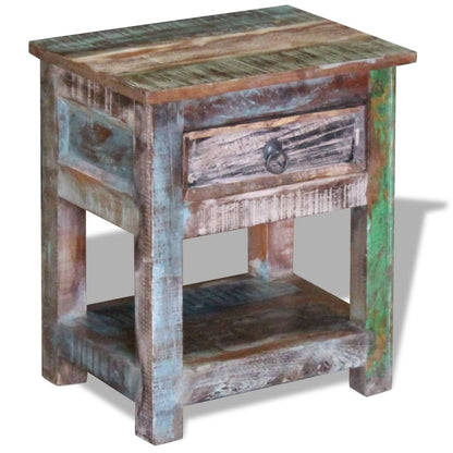 Odkládací Stolek Zásuvka Masivní Recyklované Dřevo 43X33X51 Cm
