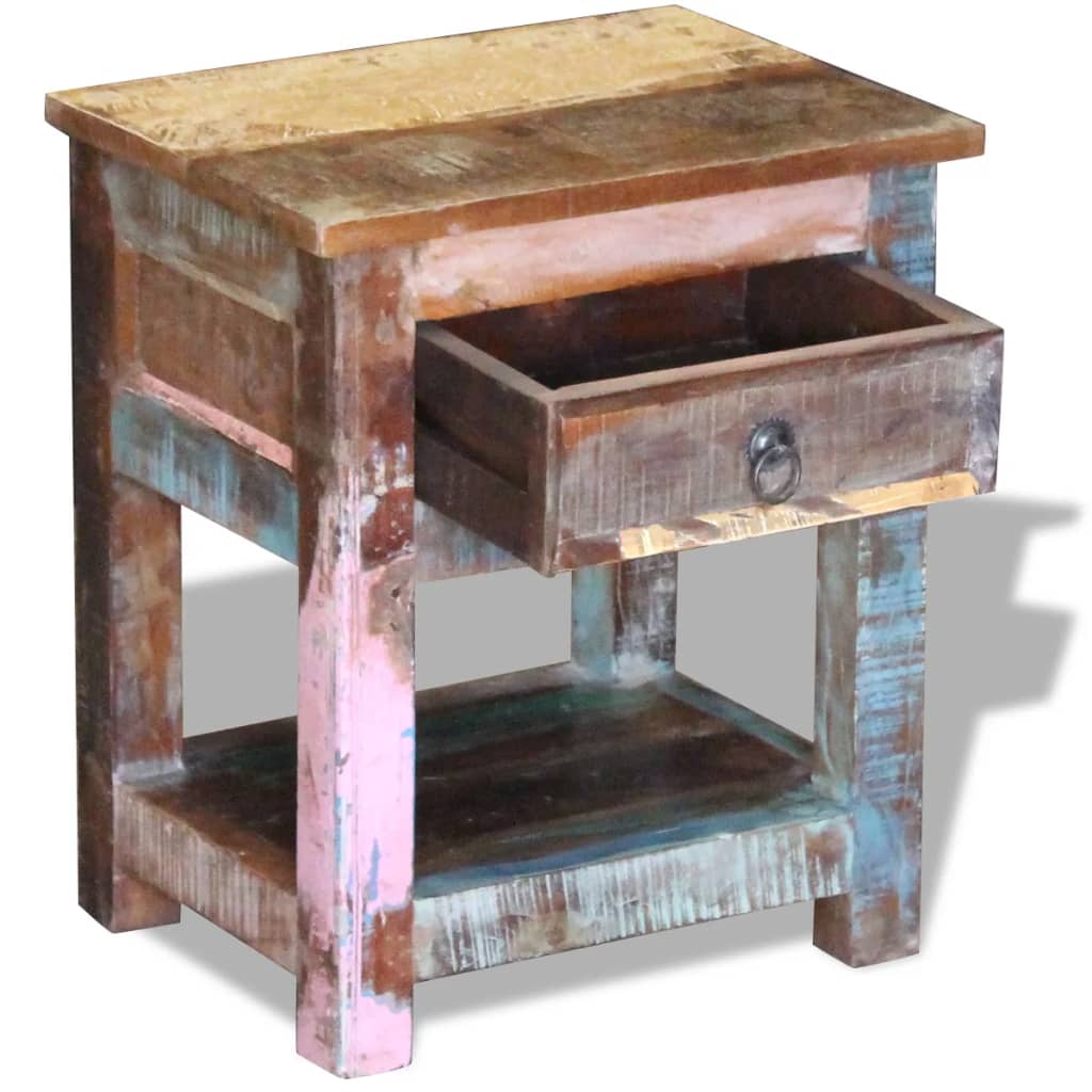 Odkládací Stolek Zásuvka Masivní Recyklované Dřevo 43X33X51 Cm